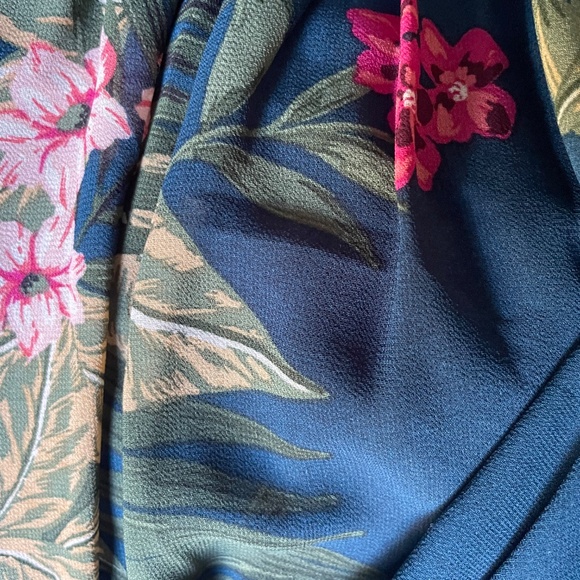 Torrid Tropical Floral Chiffon Hi Lo Babydoll Tunic Sheer Teal Size 0 - Picture 8 of 8